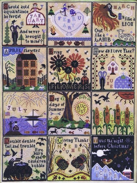 A Year At Hawk Run Hollow Cross Stitch Pattern By Carriage House  - Hawk Run Hollow Cross Stitch Patterns
