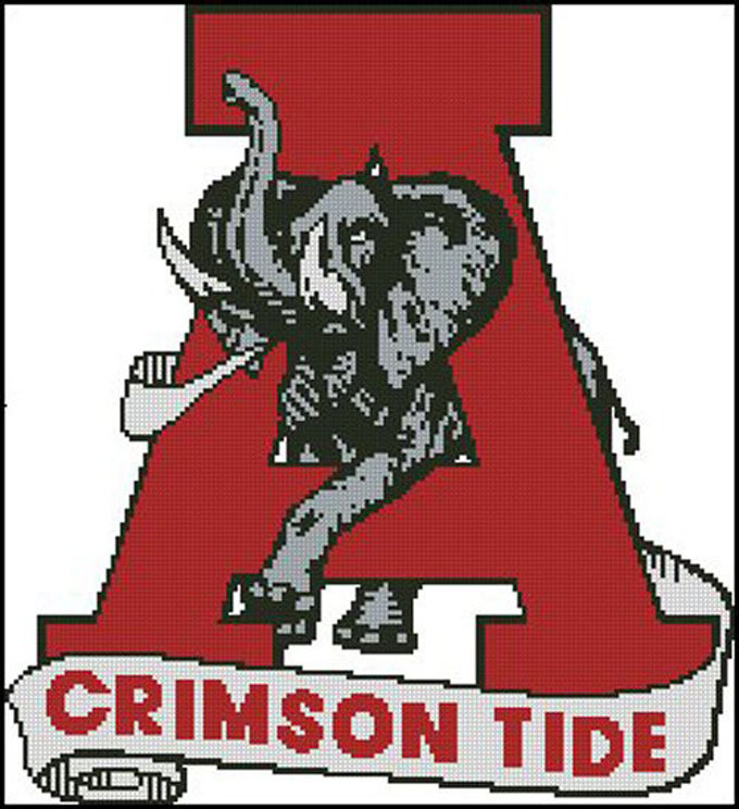 ALabama Crimson Tide FootBaLL Cross Stitch Pattern L K Cross  - Alabama Football Cross Stitch Patterns