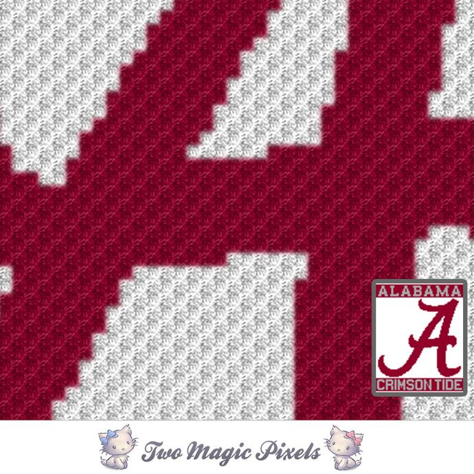 Alabama Crimson Tide Logo C2C Graph SC Graph Cross Stitch Graph By  - Alabama Football Cross Stitch Patterns