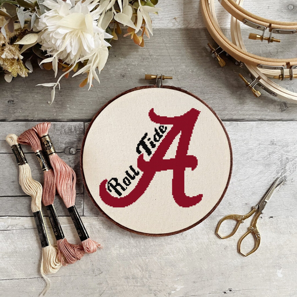 Alabama Roll Tide Football Cross Stitch Pattern Kit Etsy - Alabama Football Cross Stitch Patterns