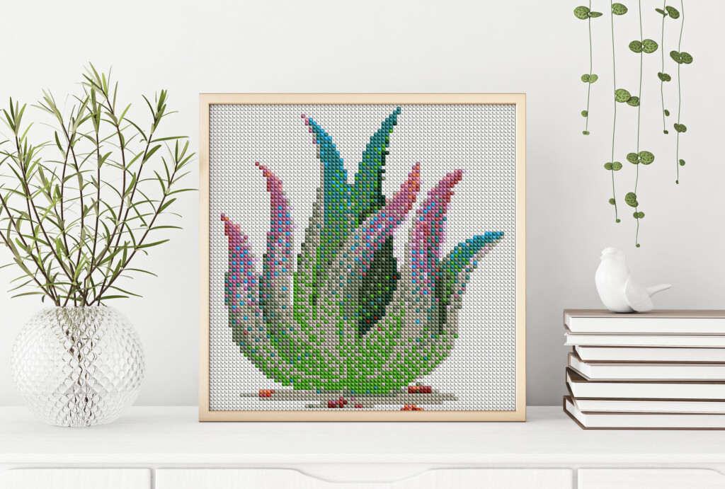 Aloe Vera Cross Stitch Pattern flowers Cross Stitch digital Pattern dmc  - Aloe Vera Cross Stitch Pattern