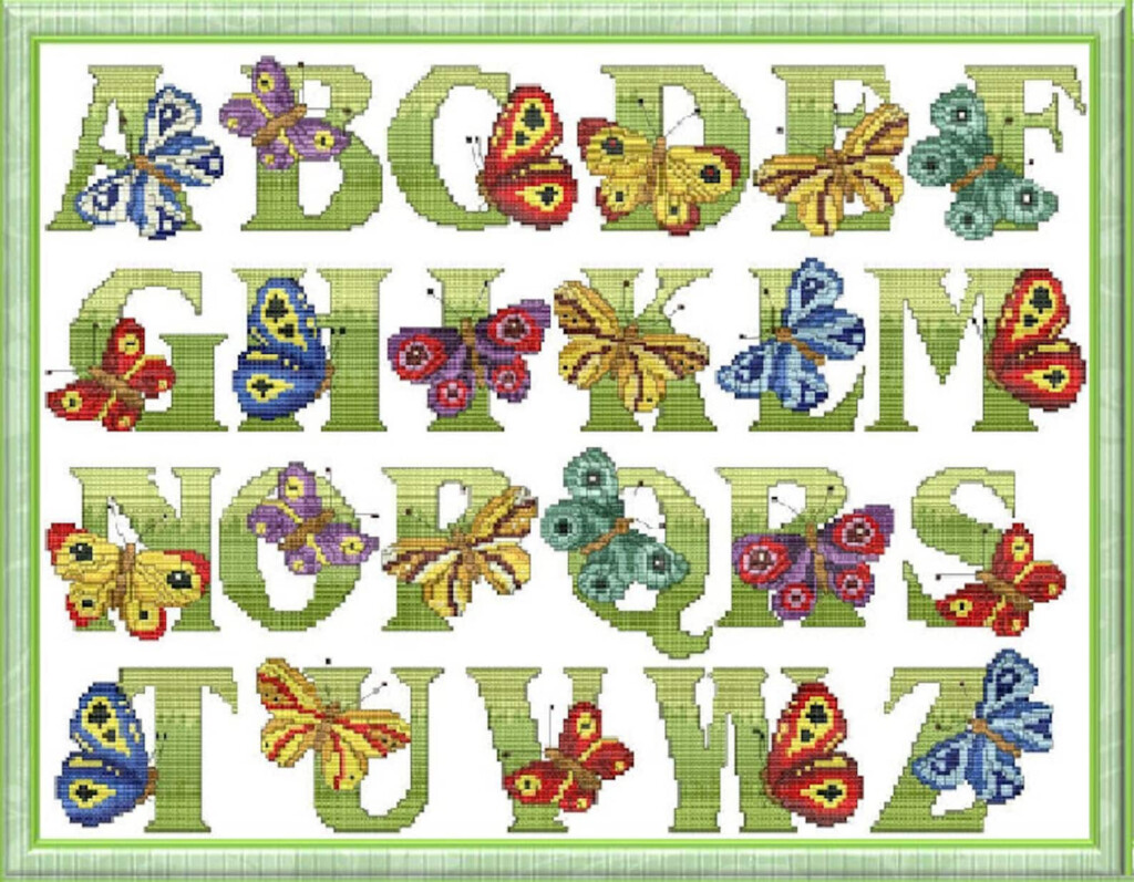 Alphabet ABC Embroidery Butterflies Cross Stitch Pattern Kids Etsy - Butterfly Alphabet Cross Stitch Pattern