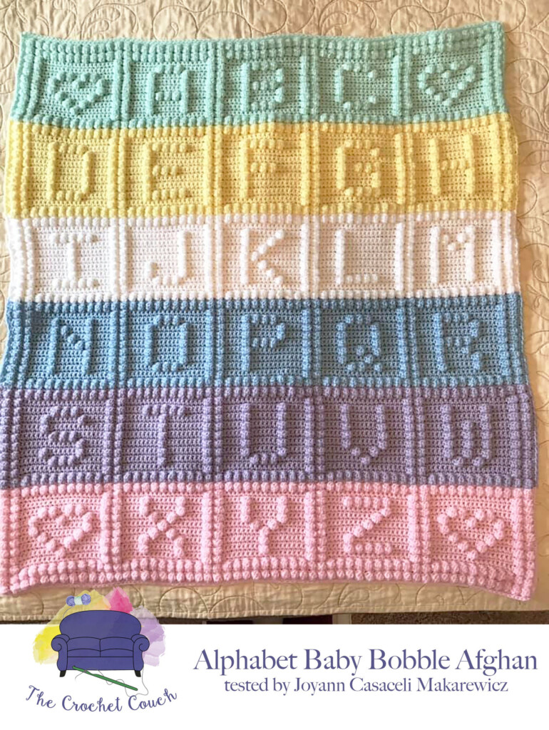 Alphabet Baby Afghan Bobble Stitch Crochet Pattern Written Etsy - Bubble Letter Cross Stitch Pattern