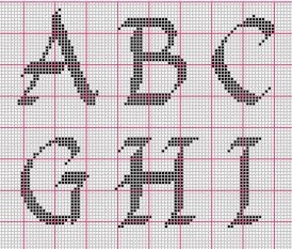 Alphabet Cross Stitch Pattern 28 Sts Tall Font Chart Alphabet Chart  - Large Cross Stitch Alphabet Patterns