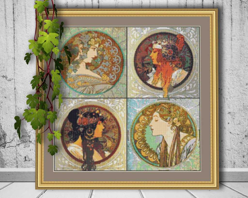 Alphonse Mucha Art Nouveau Counted Cross Stitch Pattern PDF Etsy - Alphonse Mucha Cross Stitch Patterns