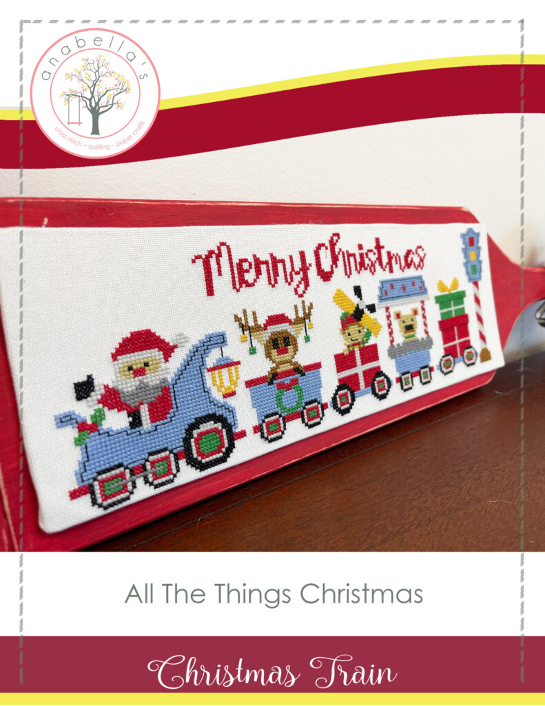 Anabella s Needleart Merry Christmas Train Cross Stitch Pattern  - Christmas Train Cross Stitch Pattern