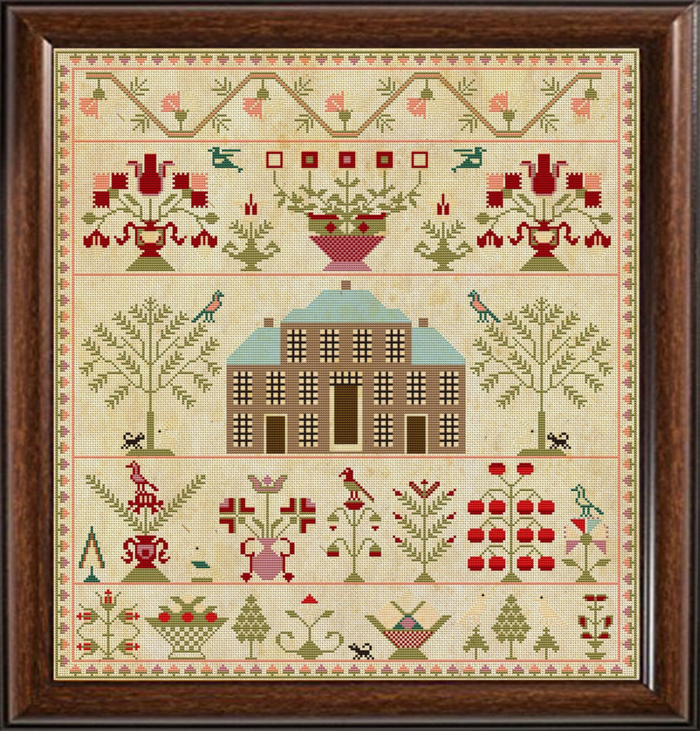 Antique 1817 Brick House Regency Scottish Sampler Reproduction Etsy  - Vintage Cross Stitch Sampler Patterns