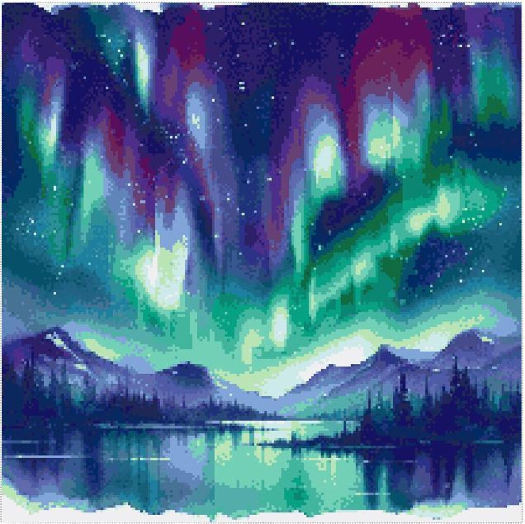 Aurora Borealis Cross Stitch Pattern Etsy - Aurora Borealis Cross Stitch Pattern