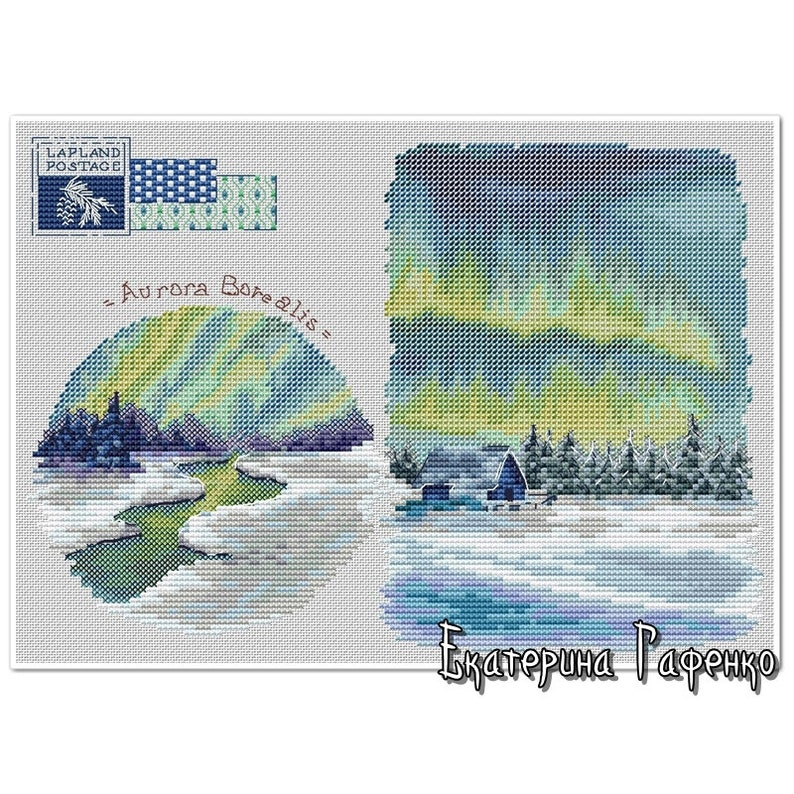 Aurora Borealis DMC Cross Stitch Chart Needlepoint Pattern Etsy - Aurora Borealis Cross Stitch Pattern
