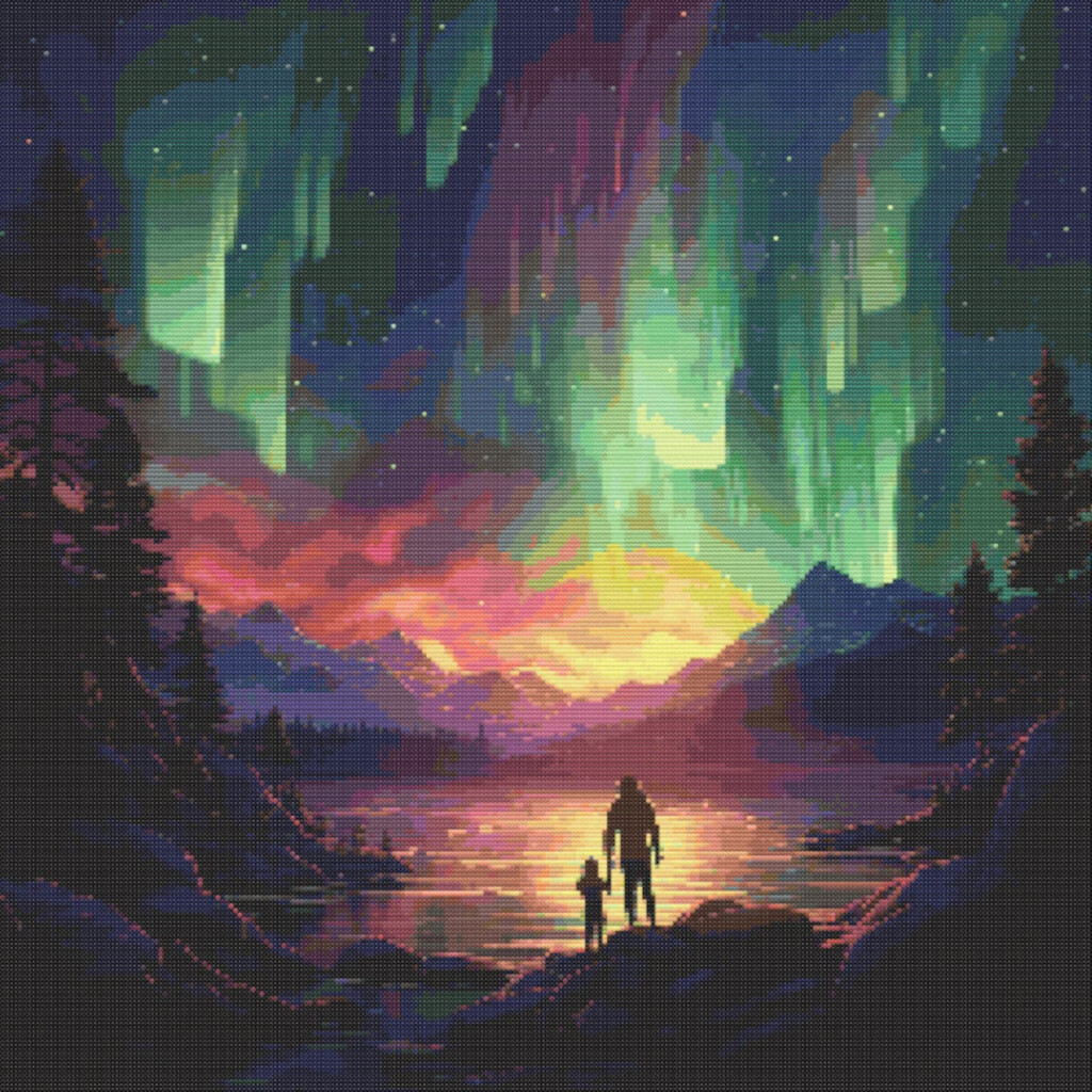 Aurora Borealis Scene 4 Cross stitch Pattern Digital Download Etsy - Aurora Borealis Cross Stitch Pattern