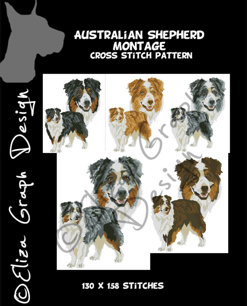 Australian Shepherd CROSS STITCH Pattern Aussie Dog Counted Cross  - Australian Shepherd Cross Stitch Pattern