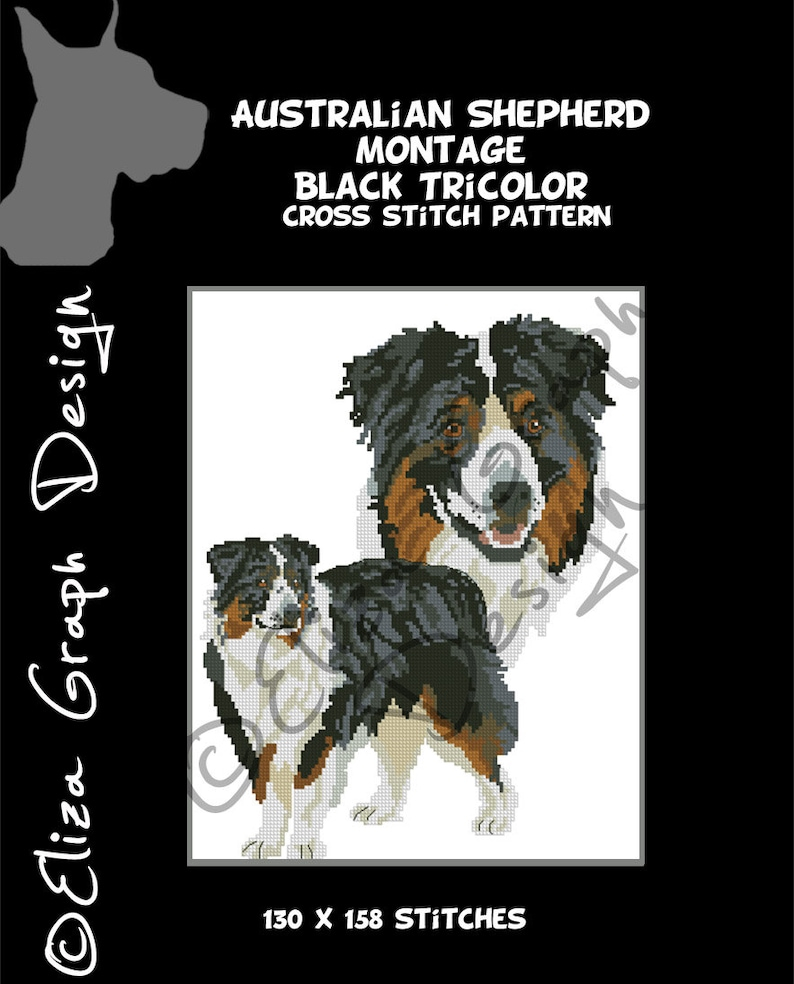 Australian Shepherd CROSS STITCH Pattern Aussie Dog Counted Etsy - Australian Shepherd Cross Stitch Pattern
