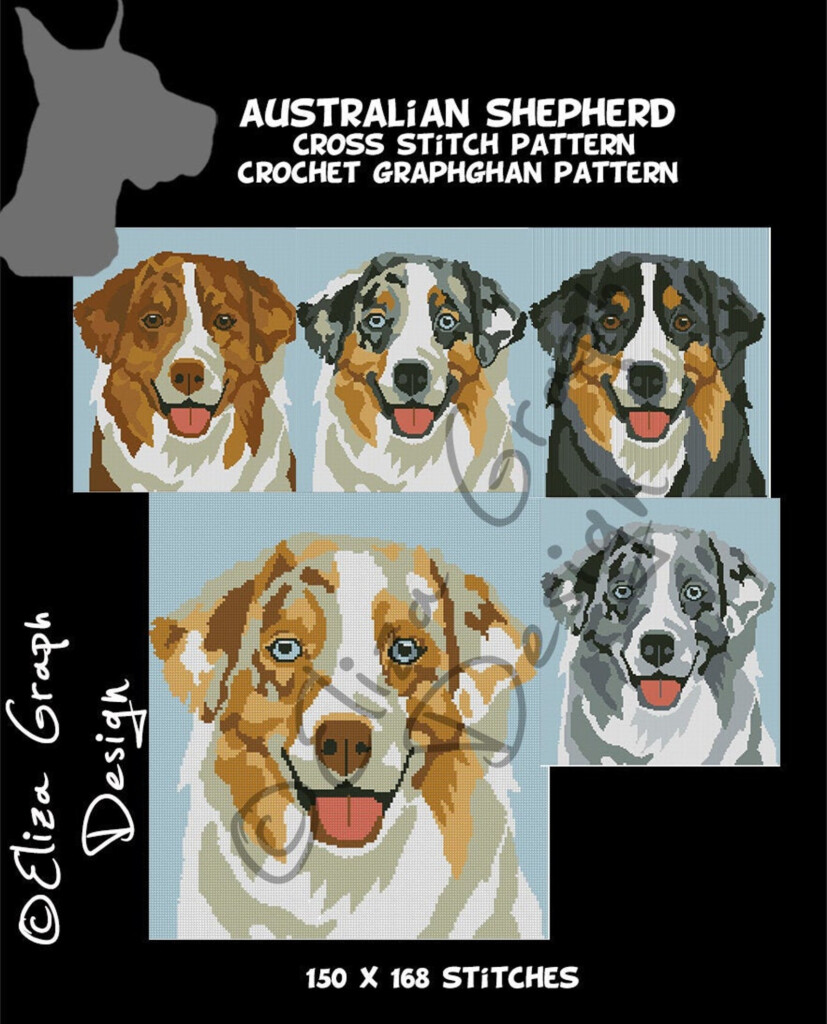 Australian Shepherd CROSS STITCH Pattern CROCHET Graphghan Etsy - Australian Shepherd Cross Stitch Pattern