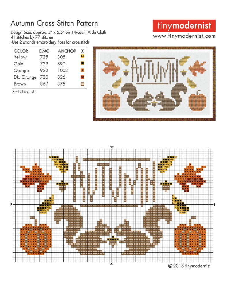 Autumn Cross Stitch Patterns Free Printable Templates Free - Fall Cross Stitch Patterns Free Printable