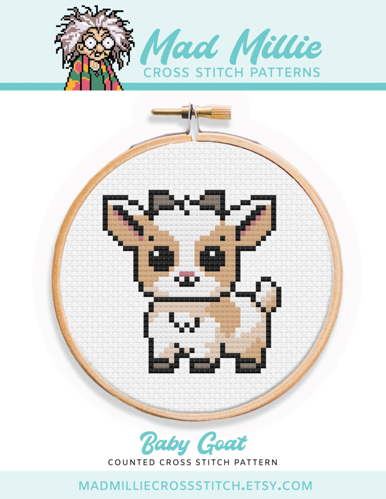 Baby Goat Cross Stitch Pattern Farm Animal Cross Stitch Pattern Cute  - Goat Cross Stitch Patterns Free