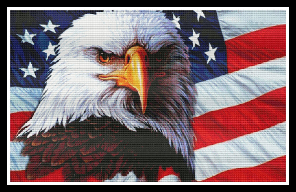 Bald Eagle Cross Stitch Pattern USA Flag Counted Cross Etsy - Eagle Counted Cross Stitch Patterns