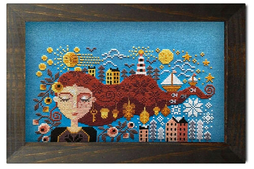 Barbara Ana Designs Cross Stitch Dreaming Girl Cross Stitch Pattern - Barbara Ana Cross Stitch Patterns