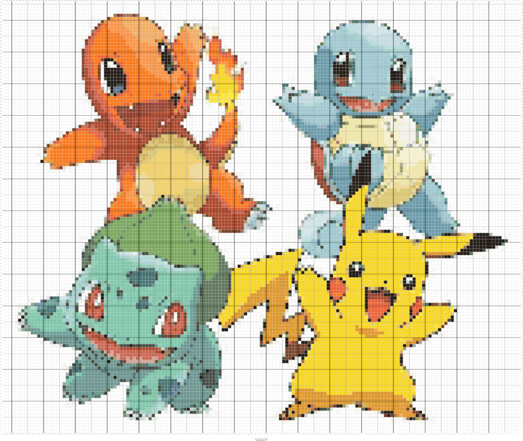 Basic Pokemon Pikachu Cross Stitch Pattern Pokemon Crochet Pattern  - Pokemon Cross Stitch Patterns Free