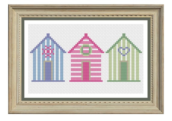 Beach Huts Cross Stitch Pattern Downloadable Pdf Etsy - Beach Hut Cross Stitch Pattern Free