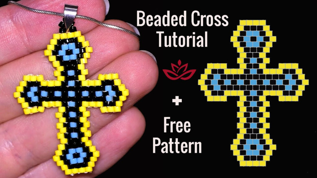 Beaded Cross Pendant Brick Stitch Tutorial FREE Pattern YouTube - Beaded Cross Stitch Patterns Free
