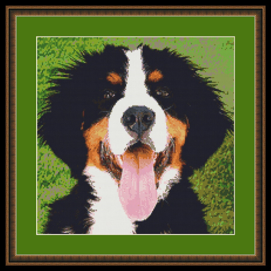 Bernese Mountain Dog Counted Cross Stitch Pattern 12 X 12 - Bernese Mountain Dog Cross Stitch Pattern