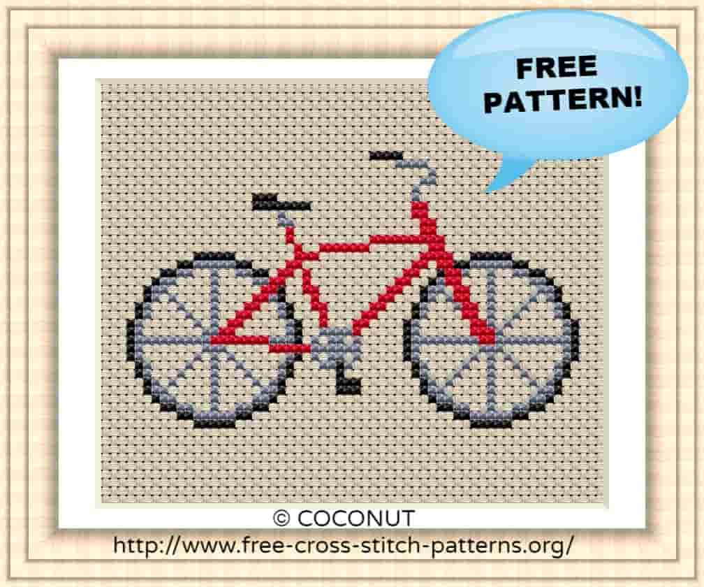 BICYCLE FREE AND EASY PRINTABLE CROSS STITCH PATTERN Free Cross  - Cross Stitch Bicycle Patterns Free