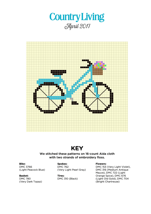 Bike Cross Stitch Pattern Printable Pdf Download - Cross Stitch Bicycle Patterns Free