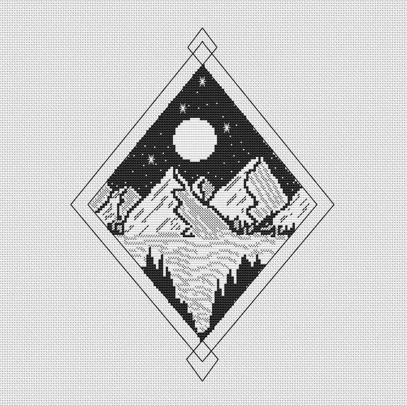 Black And White Cross Stitch Pattern PDF Abstract Xstitch Etsy - Black And White Cross Stitch Patterns Free