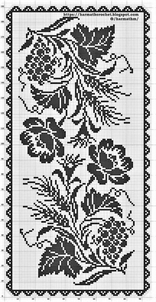 Black And White Cross Stitch Pattern With Flowers - Easy Cross Stitch Patterns Black And White