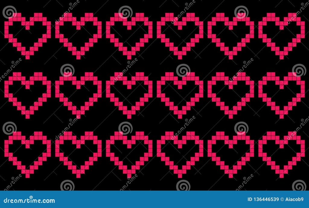 Black Background With Repeating Pixel like Hearts Patchwork Or Cross  - Cross Stitch Pattern Black Background