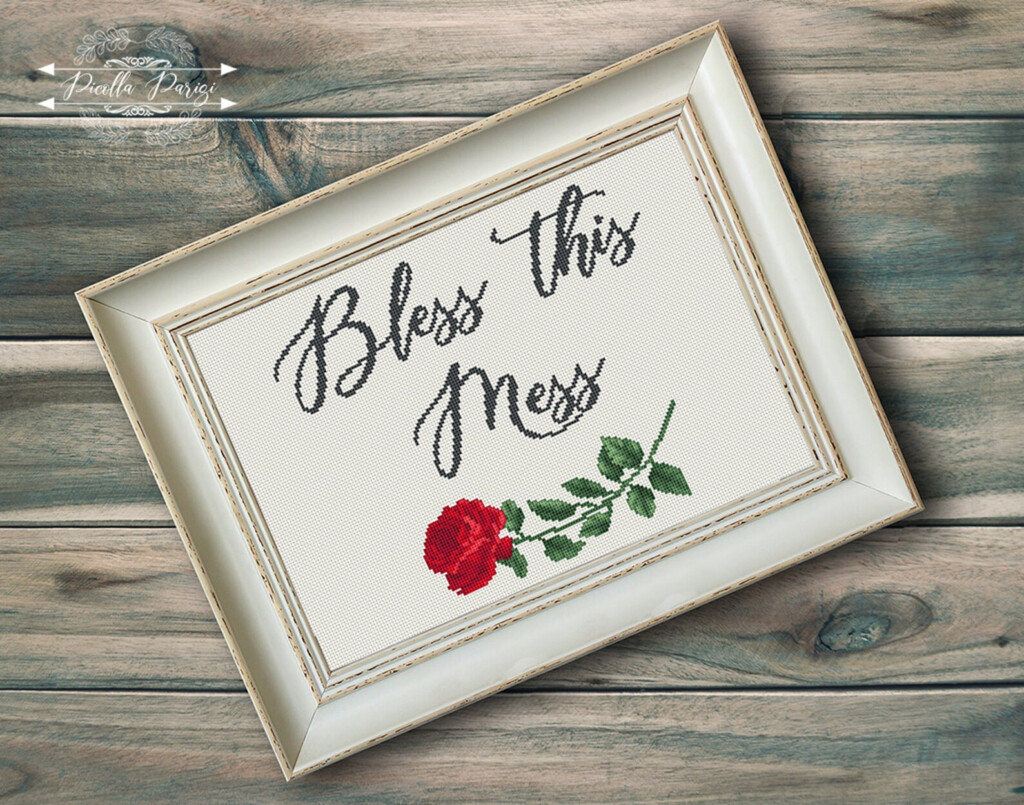Bless This Mess Counted Cross Stitch Instant Download PDF Etsy - Bless This Mess Cross Stitch Pattern
