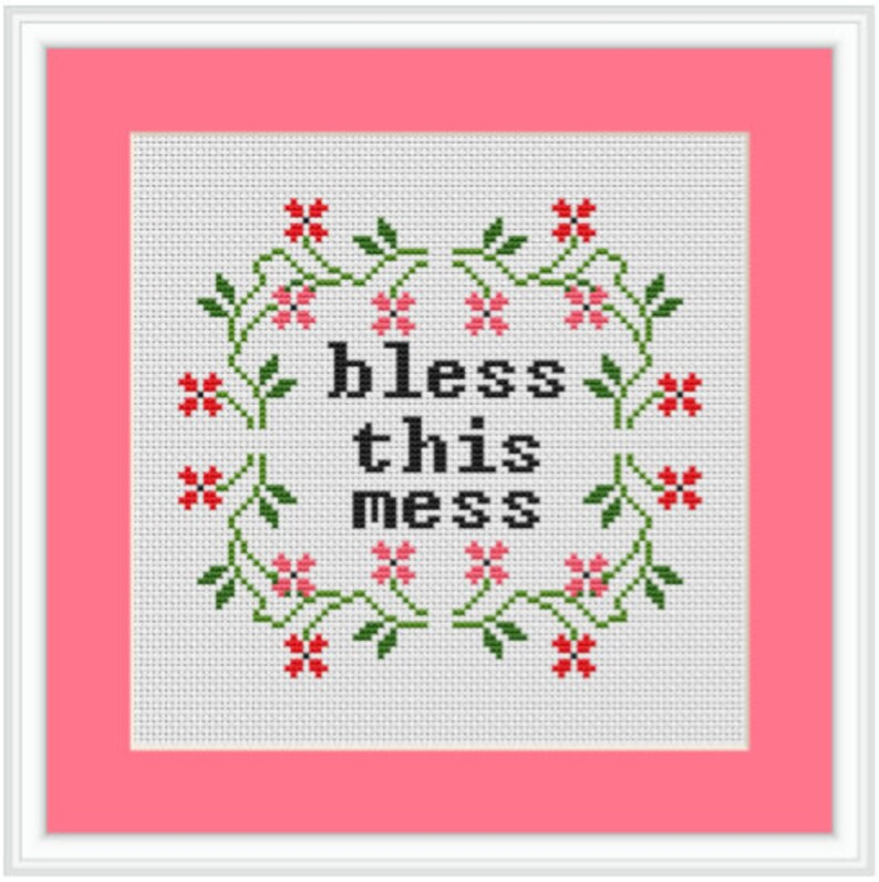 Bless This Mess Cross Stitch Kit Beginner Cross Stitch Etsy - Bless This Mess Cross Stitch Pattern