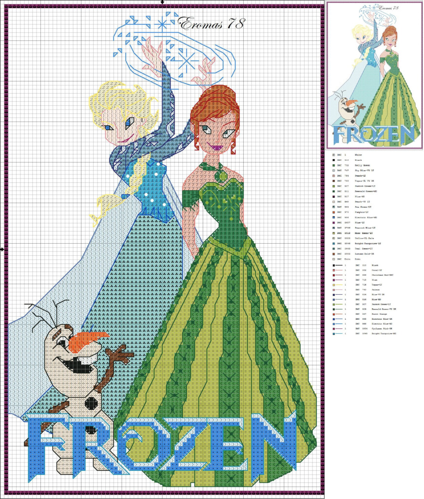 Blog php 2 195 2 584 Pixels Disney Cross Stitch Disney Cross Stitch  - Frozen Counted Cross Stitch Patterns