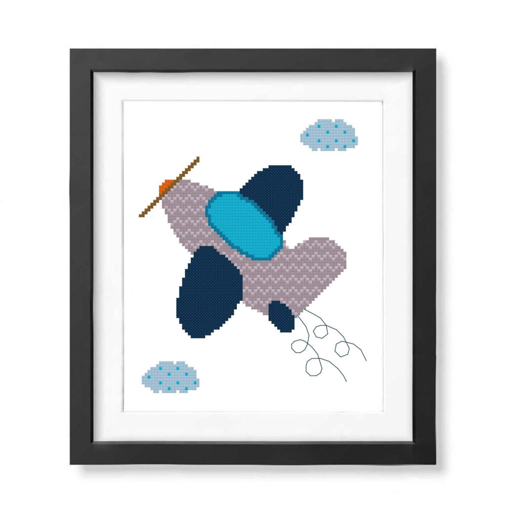 Blue Airplane Plane Cross Stitch Pattern Baby Cross Stitch Etsy de - Mini Airplane Cross Stitch Pattern