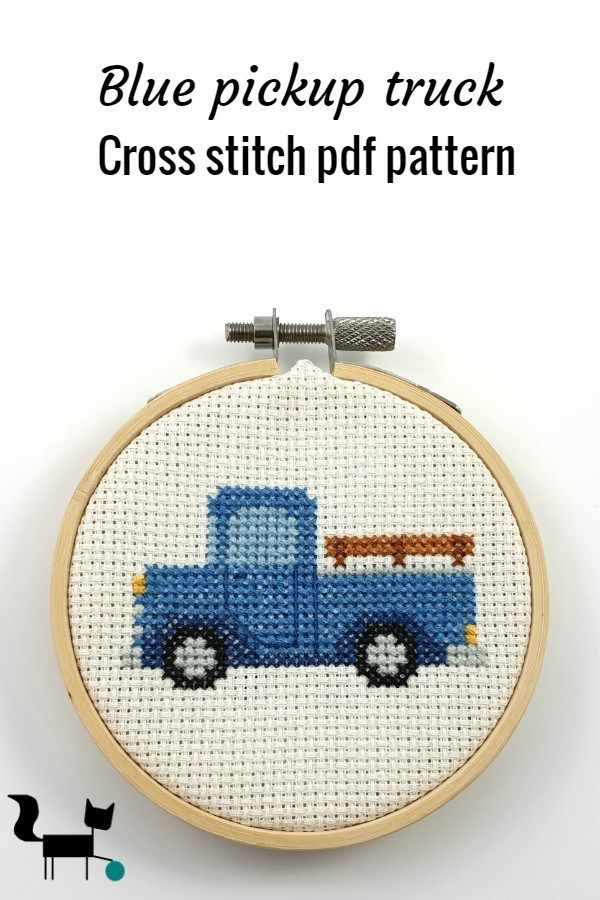 Blue Pickup Truck Cross Stitch PDF Pattern - Free Truck Cross Stitch Patterns