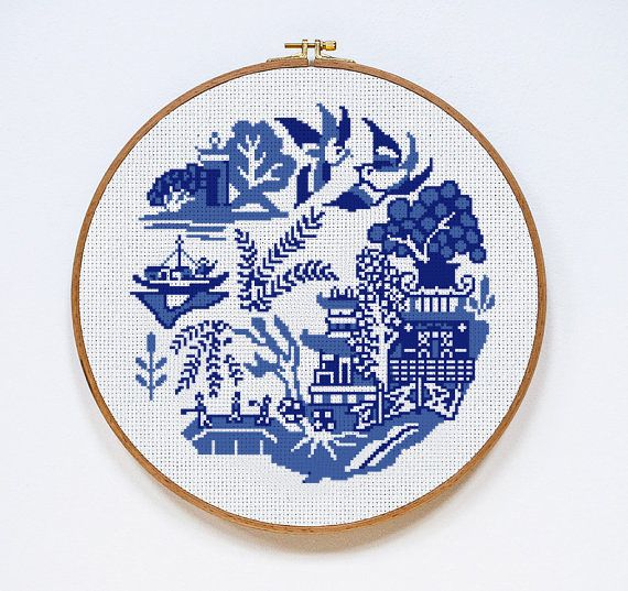Blue Willow Cross Stitch Pattern PDF Download Cross Stitch Patterns  - Free Blue And White Cross Stitch Patterns