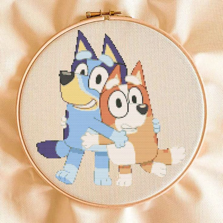 Bluey And Bingo Heeler Easy Bluey Inspired Cross Stitch Pattern Instant  - Bluey Cross Stitch Pattern Free