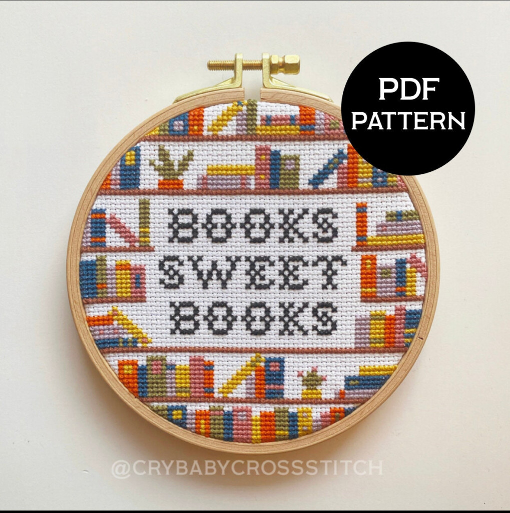 Books Sweet Books Cross Stitch PDF pattern - Cross Stitch Pattern Of Books
