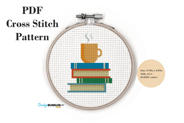 Books With A Cup Cross Stitch Pattern PDF File Book Cross Stitch Patterns - Cross Stitch Pattern Of Books