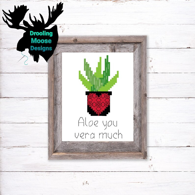 BOTANICAL ALOE VERA Blackwork Cross Stitch Blend Pdf Digital Pattern  - Aloe Vera Cross Stitch Pattern
