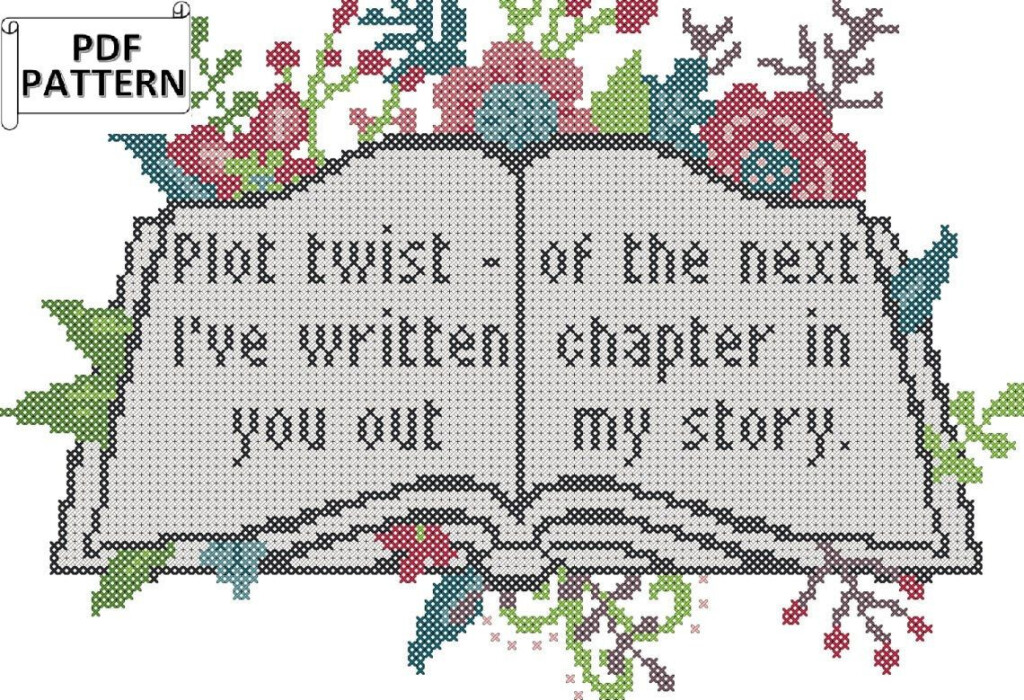 Break up Divorce Cross Stitch PDF Pattern Open Book With Flowers Plot  - Open Book Cross Stitch Pattern