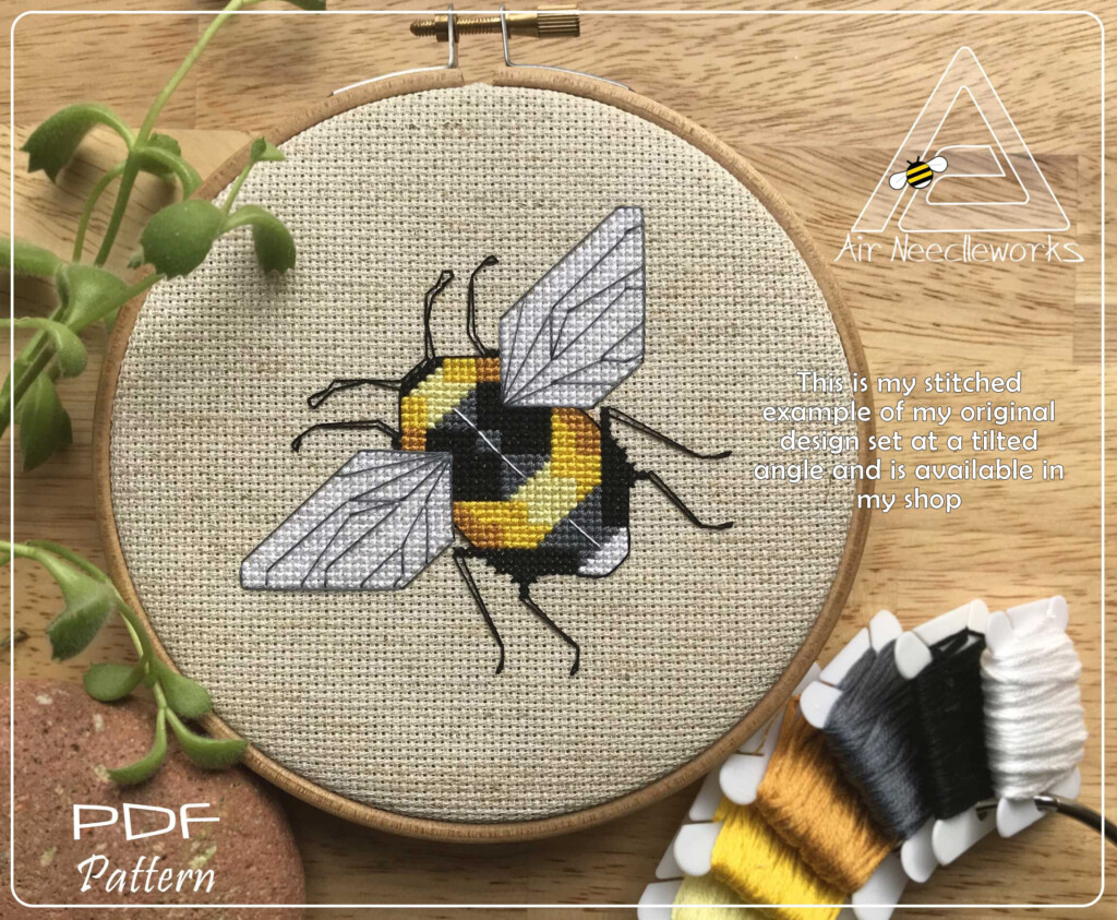 BUMBLE BEE Vertical Cross Stitch Pattern PDF Digital Etsy - Free Bumble Bee Cross Stitch Patterns
