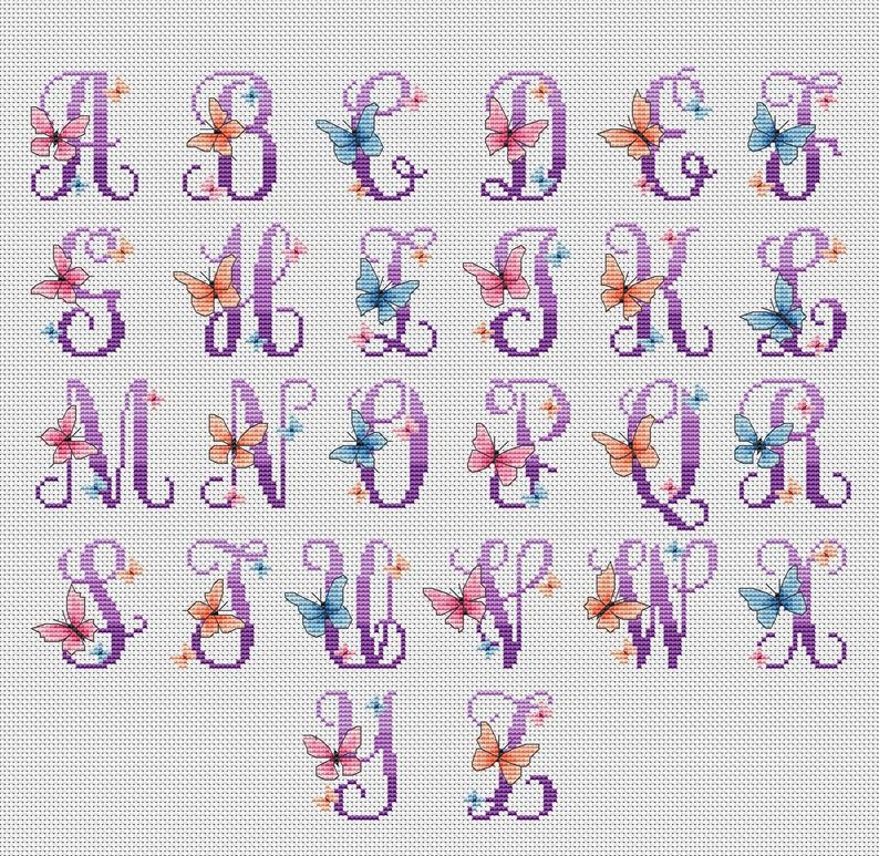 Butterflies Alphabet And Numbers Cross Stitch Pattern Lucie Heaton  - Butterfly Alphabet Cross Stitch Pattern