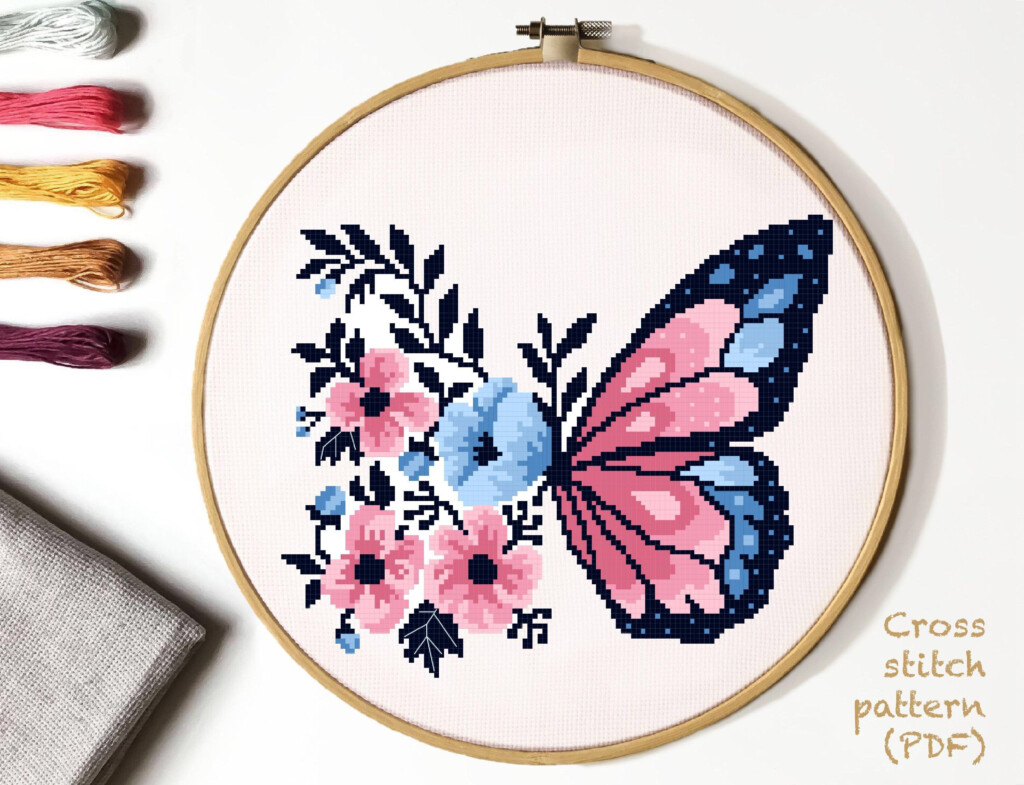 Butterfly Cross Stitch Cross Stitch Patterns Flowers Modern Cross  - Picture To Cross Stitch Pattern