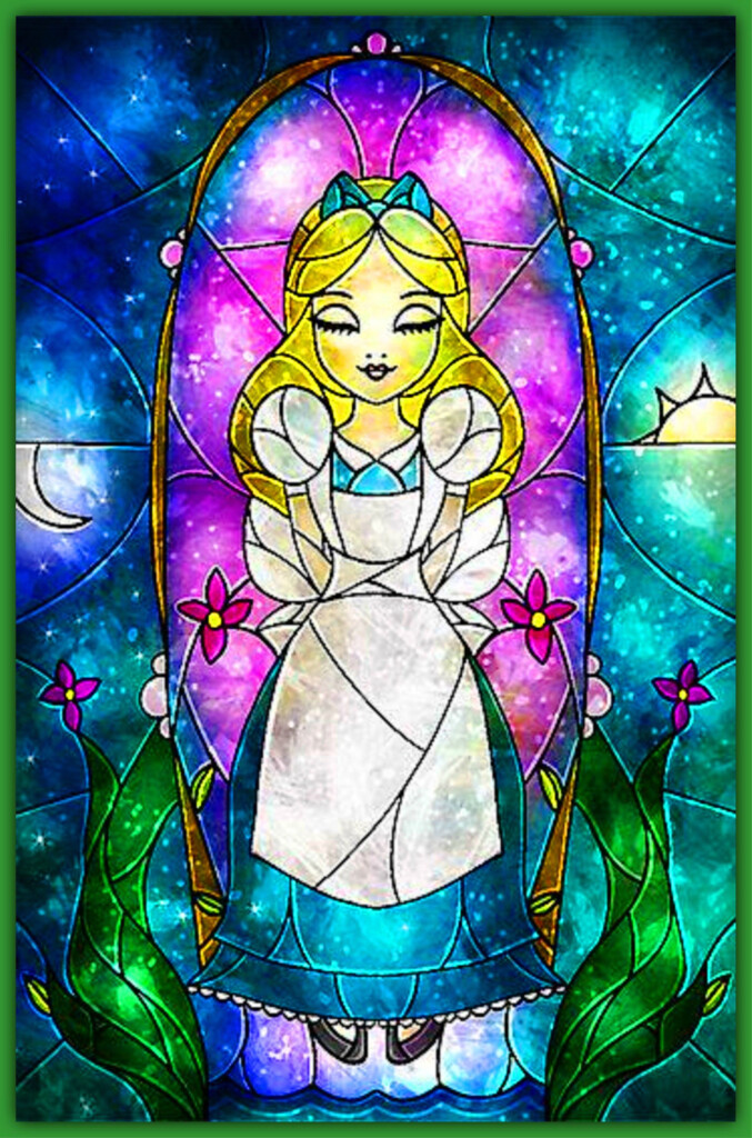 BUY 2 GET 1 FREE Alice In Wonderland Disney Stained Glass 322 Cross  - Disney Stained Glass Cross Stitch Pattern
