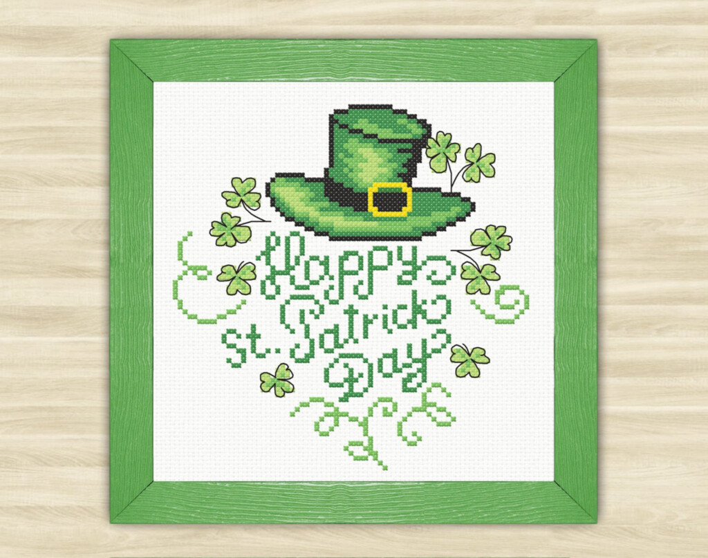 Buy 2 Get 1 Free Happy St Patrick Day Cross Stitch Pattern Etsy - St Patrick's Cross Stitch Patterns