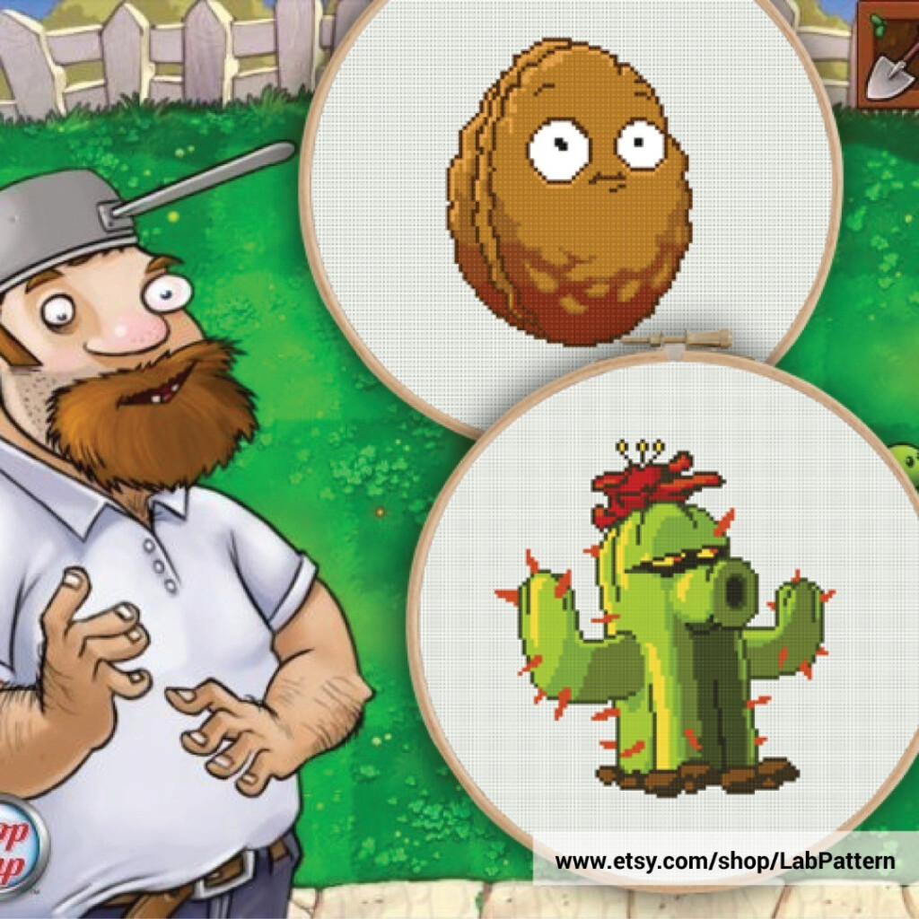 Cactus Plants Vs Zombies Cross Stitch Pattern Lab Pattern - Plants Vs Zombies Cross Stitch Patterns