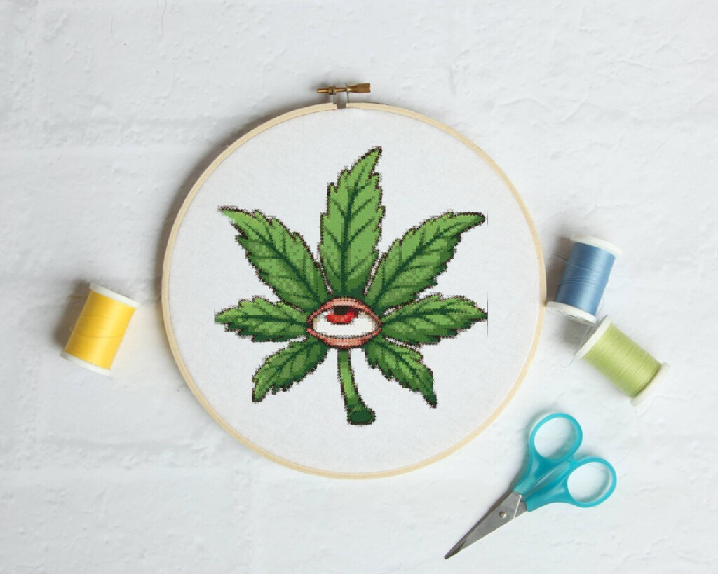 Cannabis Leaf Art Cross Stitch Pattern PDF Beginners Beautiful Etsy - Weed Leaf Cross Stitch Pattern