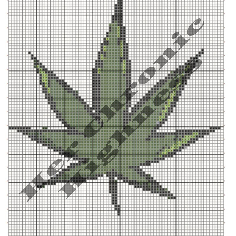 Cannabis Leaf Cross Stitch Pattern Marijuana Cross stitch Weed Etsy - Weed Leaf Cross Stitch Pattern