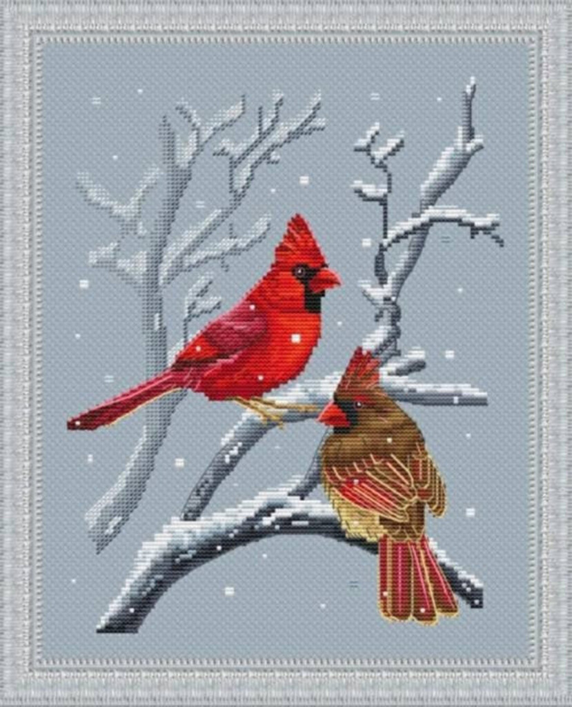Cardinals Counted Cross Stitch Pattern Etsy - Cardinal Counted Cross Stitch Patterns